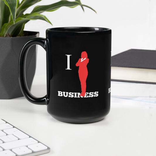 I Stand On Business (Female) - Black Glossy Mug